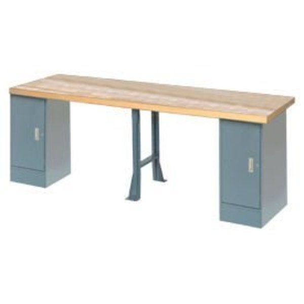 Global Equipment 144"W x 30"D Extra Long Industrial Workbench, Maple Square Edge - Gray 607954